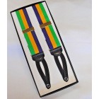 Mardi Gras 1 1/2" Tri-Striped Grosgrain Braided End Suspenders